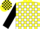Silk - Yellow, black 'LPS', white blocks on black sleeves, b