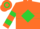 Silk - Orange, Lime Green 'D' and Diamond Hoop, Lime Green armlet