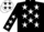 Silk - Black, white stars on front, white 'M' on back, white sleeve