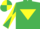 Silk - EMERALD GREEN, yellow inverted triangle, diabolo on sleeves, quartered cap