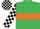 Silk - Emerald Green, Orange hoop, Black and White check sleeves and cap