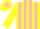 Silk - Yellow and Pink stripes, Yellow sleeves, Yellow cap, Pink star