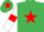 Silk - Emerald Green, Red star, White sleeves, Red armlets, Emerald Green cap, Red star