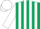 Silk - Dark Green and White stripes, White sleeves and cap
