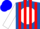 Silk - Royal Blue, 'PR' Flag on White disc, Red Stripes on White Sleeves, Blue Cap