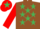 Silk - BROWN, emerald green stars, red sleeves, red cap, emerald green star