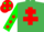Silk - EMERALD GREEN,red cross of lorraine,green slvs,red stars,red cap,green spots