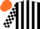 Silk - Black and White stripes, checked sleeves, orange cap