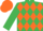 Silk - EMERALD GREEN & ORANGE DIAMONDS, orange cap