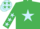 Silk - Emerald Green, Light Blue star, Light Blue stars on sleeves and cap