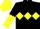 Silk - Black, Yellow triple diamond, halved sleeves, Yellow cap