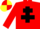 Silk - RED, black cross of lorraine, red & yellow quartered cap