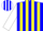Silk - Blue, White Mushrooms, Yellow Stripes on White Sleeves, B