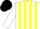 Silk - White, Yellow Stripes, White Sleeves, Black Cap