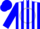 Silk - Blue, White Stripes, Blue 'L' on White Circle