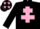 Silk - BLACK, pink cross of lorraine, pink stars on cap