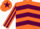 Silk - Orange, Maroon chevrons, striped sleeves, Orange cap, Maroon star