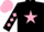 Silk - Black, Pink star, diamonds on sleeves, Pink cap