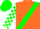 Silk - Orange, Green sash, white and green checked sleeves, orange and green checked cap