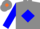 Silk - GREY,  Orange 'A' on Blue Diamond, Blue Diamond on Slvs