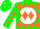 Silk - Green, Green Shamrock in White disc, Orange Diamonds on White