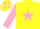 Silk - YELLOW, pink star & sleeves, yellow cap, pink stars