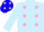 Silk - LIGHT BLUE, pink spots, light blue sleeves, blue cap, pink spots