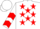 Silk - WHITE, red stars & chevrons on sleeves, white cap