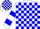 Silk - White, blue blocks, blue hoops on sleeves, white and blue c