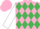 Silk - Pink and Emerald Green diamonds, White sleeves, Pink cap