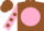 Silk - Brown, Pink disc, Brown 'LB', Pink Sleeves, Brown spots, Brown