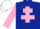Silk - Dark Blue, Pink Cross of Lorraine, sleeves and White cap