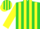 Silk - Lime green, yellow stripes & 19 on sleeves, sun emblem o