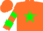 Silk - Orange, Green Star, Green Hoops on Sleeves