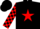 Silk - Black, Red star, checked sleeves