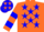 Silk - Orange, blue stars, blue hoops on sleeves, orange an