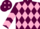 Silk - maroon, pink diamonds, chevrons on sleeves, diamonds on cap