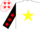 Silk - WHITE, yellow star, black sleeves, red stars, black cap, red stars
