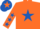 Silk - ORANGE, royal blue star, royal blue stars on sleeves, royal blue cap, orange star