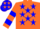 Silk - Orange, blue stars, blue hoops on sleeves, orange and