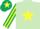 Silk - LIGHT GREEN, yellow star, dark green & yellow striped sleeves, dark green cap, yellow star
