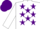 Silk - WHITE, purple stars, white sleeves, purple cap