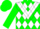 Silk - Green, White Chevron & Cloverleaf, White Diamonds on Green Sleeves, Gre