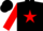 Silk - Black, red star, black hoops on red sleeves, red c