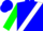 Silk - Blue and green diagonal halves, white sash, blue and green sleeves, green and whit