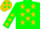 Silk - Green, Gold Stars, White S