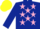 Silk - Dark Blue, Pink stars, Yellow cap