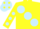 Silk - YELLOW, large light blue spots, light blue spots on sleeves, light blue cap, yellow spots