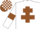 Silk - White, Brown Cross of Lorraine and armlets, check cap