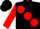 Silk - BLACK, Red 'H' and large spots, Black Bars on Red Sleeves